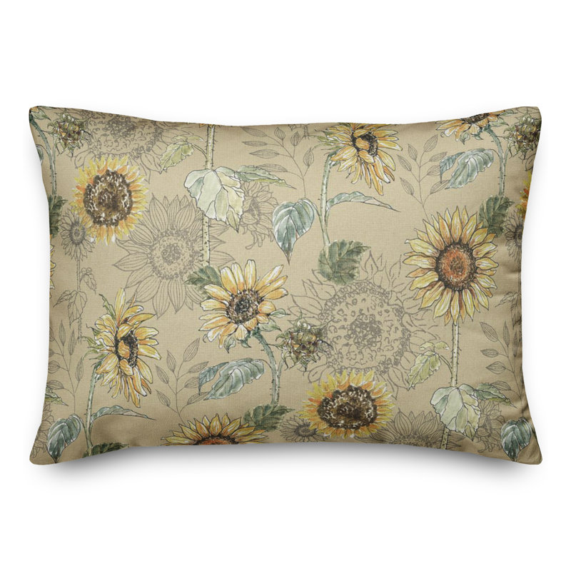 Floral Reversible Throw Pillow, Yellow