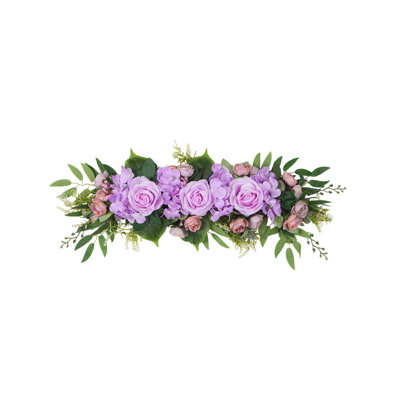 Kbndieu 25.6inch Artificial Rose Peony Flower Swag Front Door Peony Floral Arch Garland Swag Hydrangeas Leaves Wreath for Wedding Arch Front Door House Hydrangeas Eucal