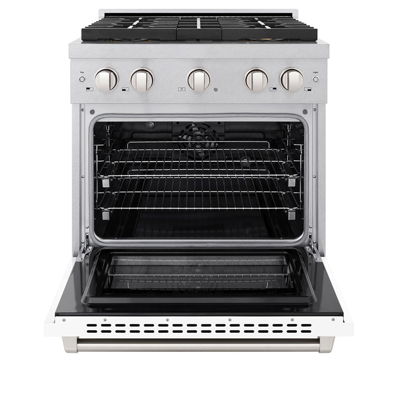 ZLINE 30 in. 4.2 cu. ft. Paramount Dual Fuel Range W/ 4 Burner DuoPro Cooktop and Electric Convection Oven in Satin Stainless Steel W/ White Matte Door