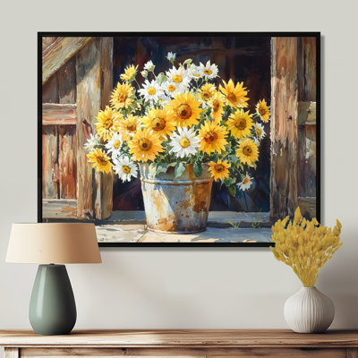 Summer Daisies Bouquet At The Barn II - Daisies Canvas Wall Art