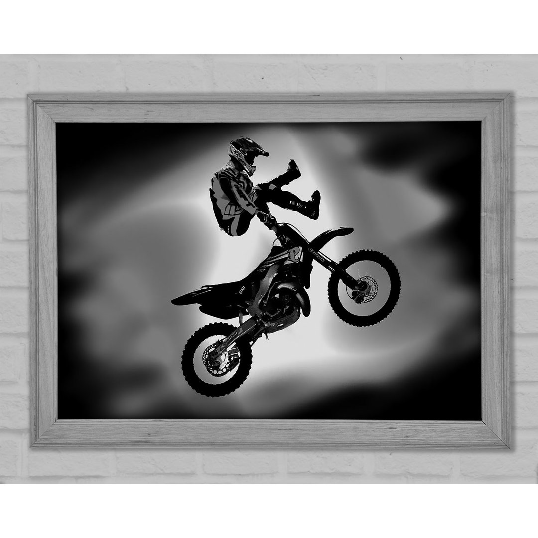 Free Style Motorcross B N W Gerahmter Druck