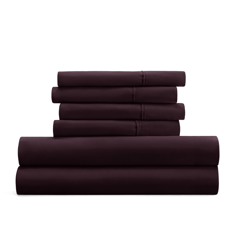 Queen Purple Microfiber Solid Sheet Set with Pillowcases