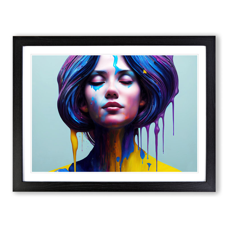 XH1022-10296X Woman Painted Vol.2 Abstract - Single Picture Frame Print, Black Framed, 46cm H x 64cm W x 2cm D