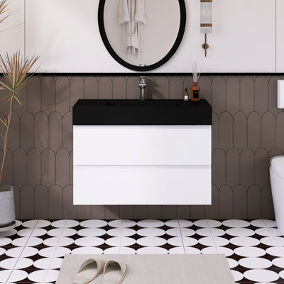 Meuble-lavabo simple 35,8 po avec surface solide Sibin