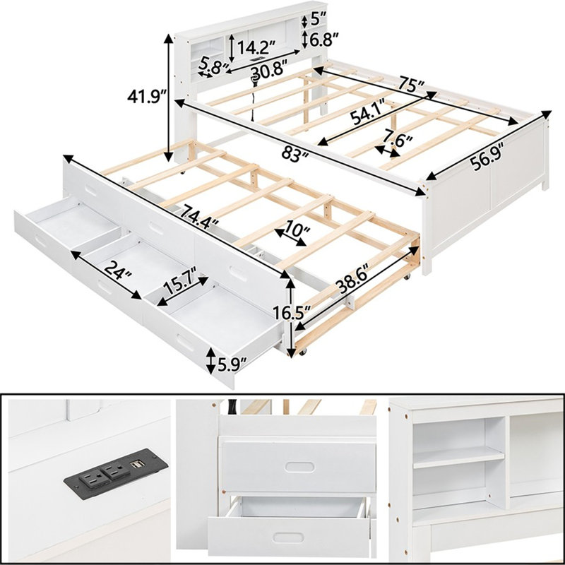 Kirills Bookcase Bed, Full, White