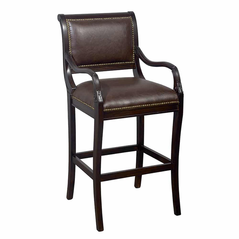 Tabouret de bar en bois massif Dagenham, Noir, Chocolat / Brun