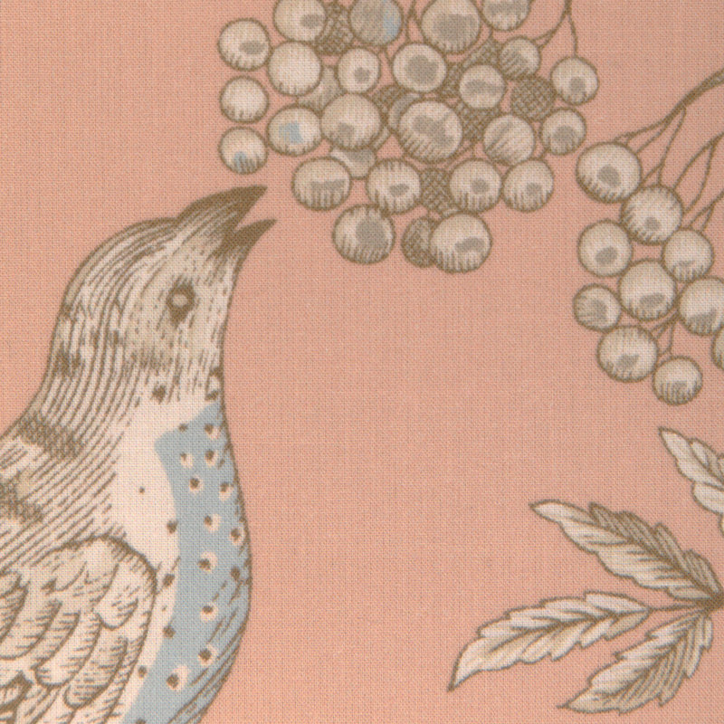 La Menagerie Bird and Thistle II 100% Cotton Fabric, Peach