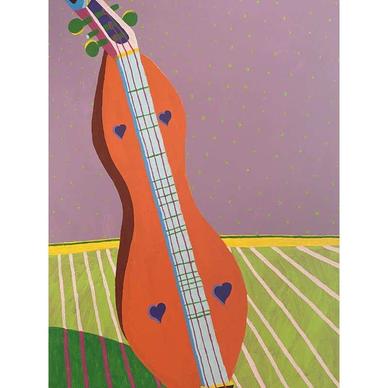 Dulcimer Print by Sue Graef, Black Framed Paper, 20" H x 16" W