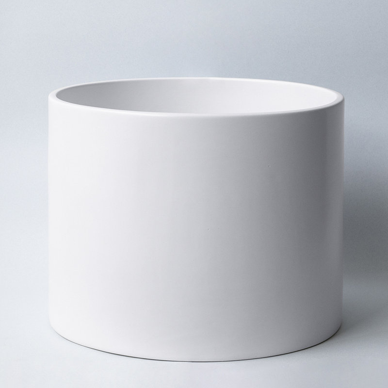 Handmade Ceramic Planter, White, 10" H x 11.8" W x 11.8" D