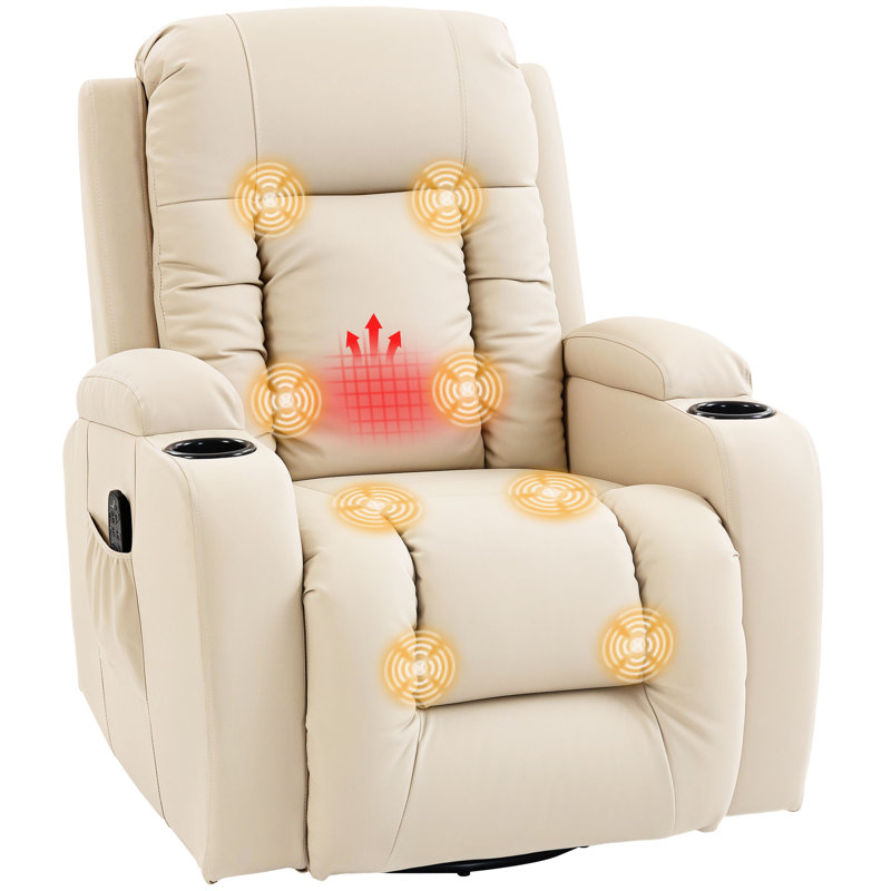 82cm Wide Swivel, Cream Faux Leather