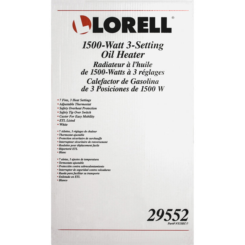 Lorell 1500 Watt 5200 BTU Electric Radiator Space Heater with Adjustable Thermostat