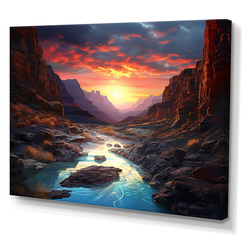 «Canyon Desert Sunset I», reproduction d'art sur toile, Toile tendue, H 16 po x l 32 po x P 1 po