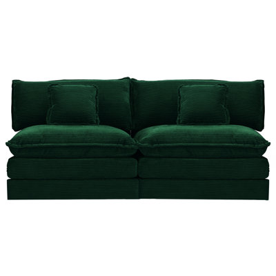 Modern Cloud Sectional Sofa – 2-seat Corduroy Loveseat With 2 Pillows