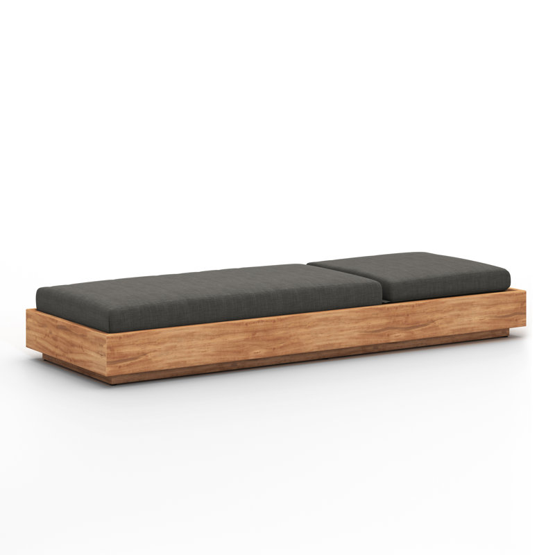 Kinta Outdoor Teak Chaise Lounge, Charcoal