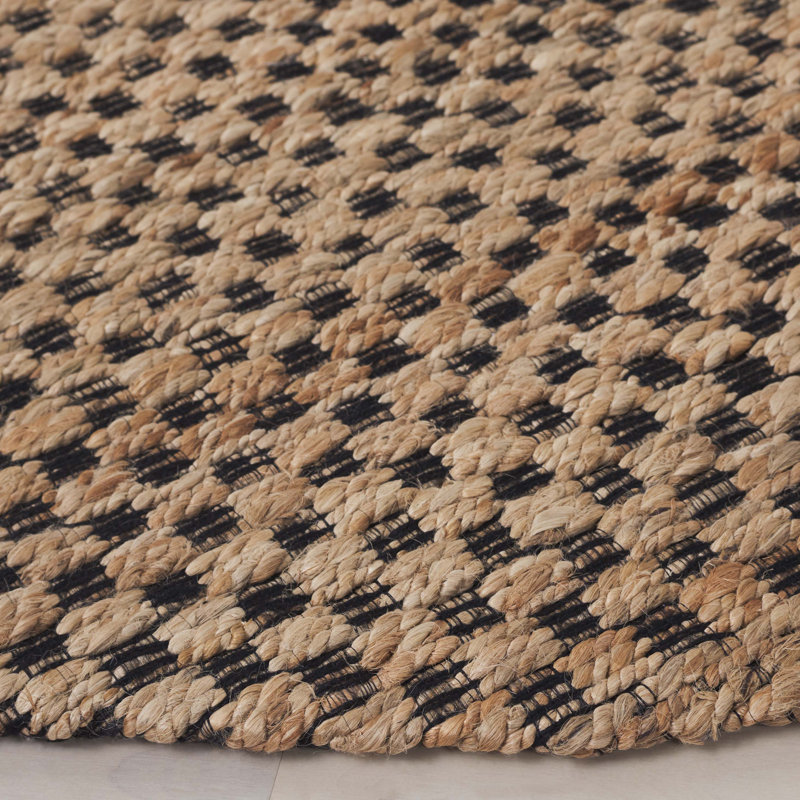 Natural Fiber Flatweave Jute & Cotton Abstract Rug, Round 6'6"