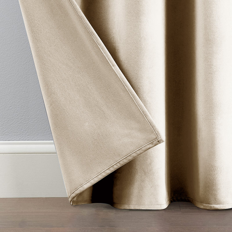Panola Crushed Velvet Eyelet Sheer Curtains, Beige, 228 W x 228 D cm