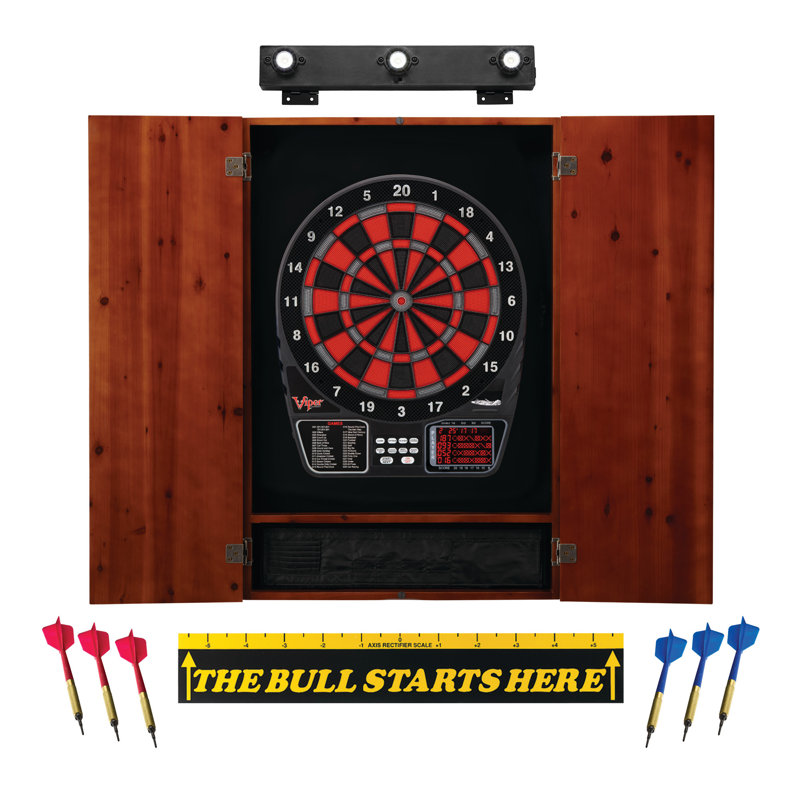 Electronic Dartboard and Cabinet Set with Darts