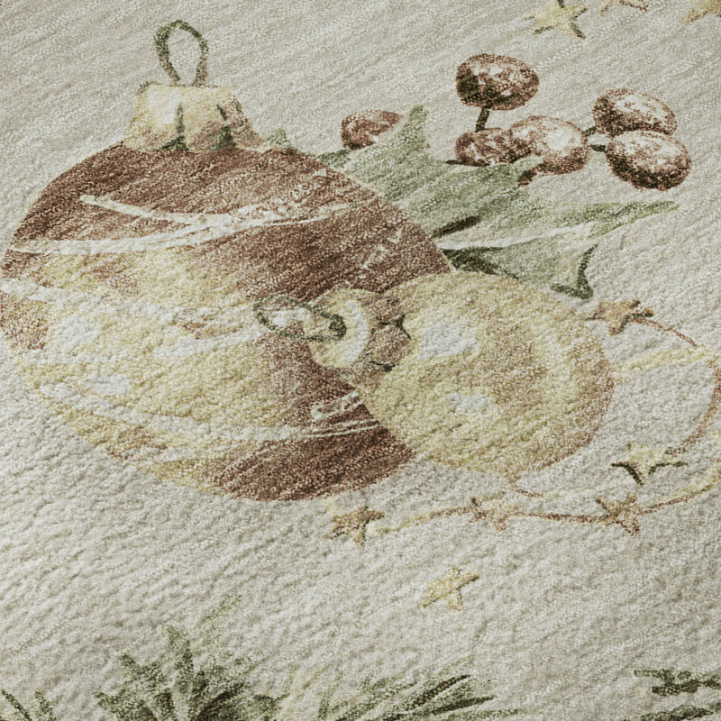 Premium Machine Washable Mayfield AMF1828 Christmas Balls Rug, Rectangle 10' x 14'