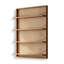 Étagère d'appoint murale vintage en pin avec dossier en rotin couleur bois, idéale pour le salon.
