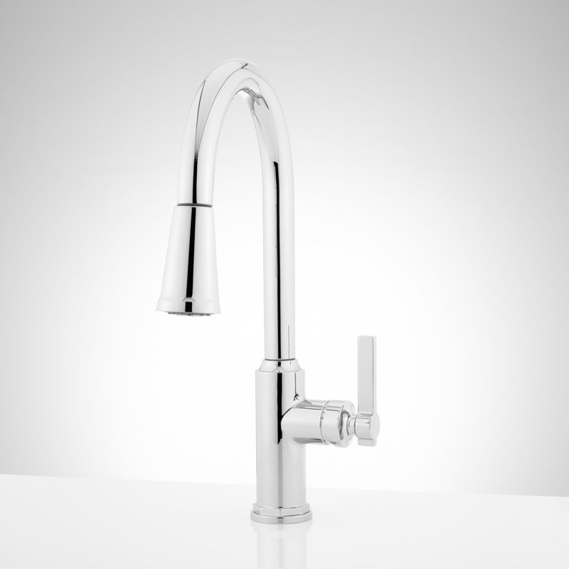 Greyfield 1.8 GPM Single Hole Pull Down Kitchen Faucet, Chrome