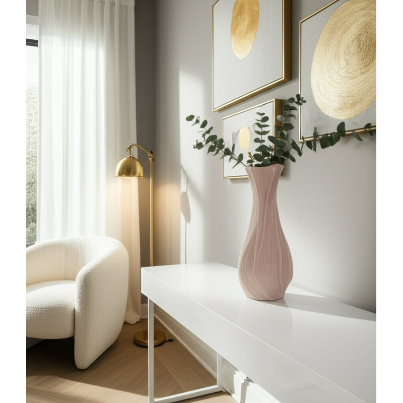 Vase moderne en grès sculpté avec une silhouette courbée élégante et un design glamour contemporain pour un attrait décoratif élégant