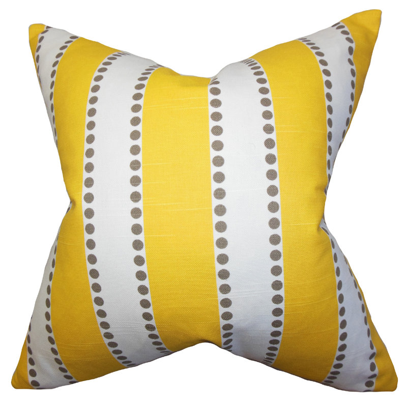 Striped Cotton Reversible Throw Pillow, Yellow