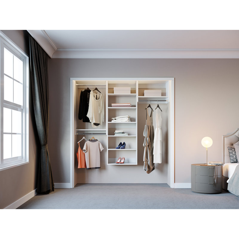 Modular Closets Closet System Walk-In Sets, 2 Hanging Unit with Shelf Tower, 84" H x 79.5" W x 14" D
