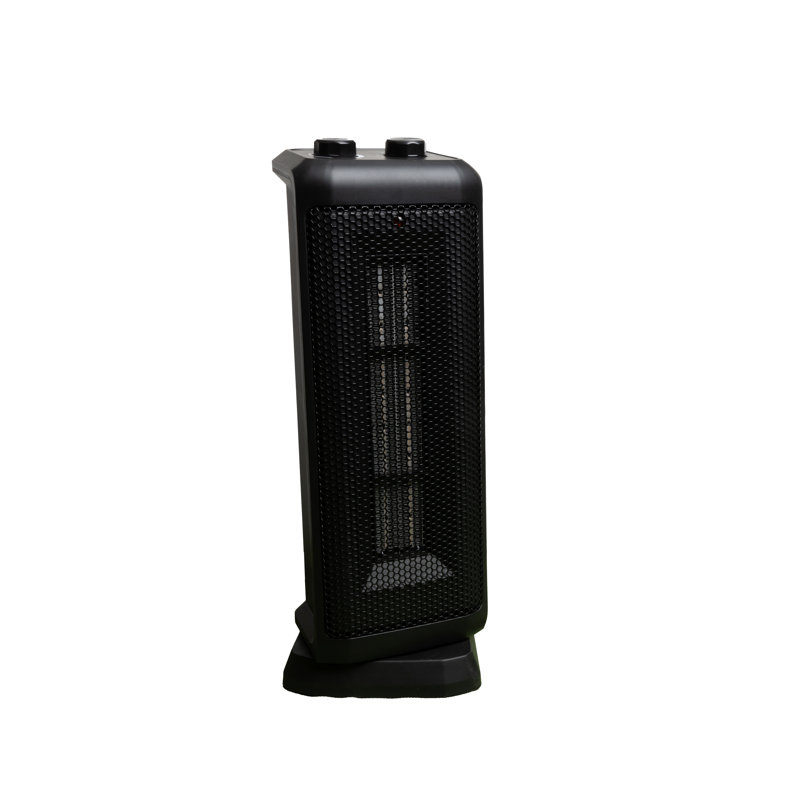 Black Ceramic Electric Tower Heater with Thermostat and Automatic Shut-off