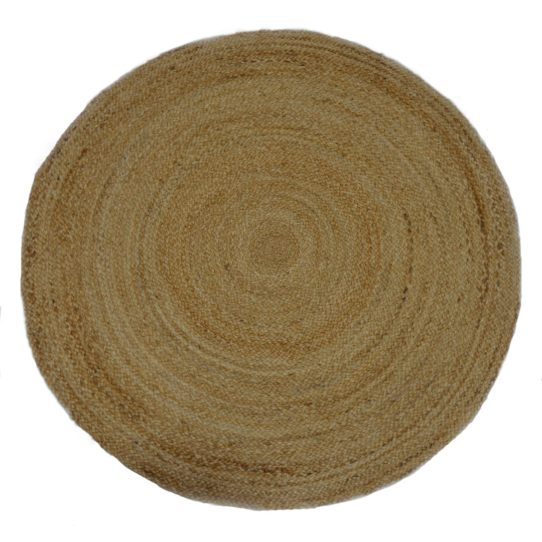 Amaur Rustic Natural Jute Round Hand Woven Area Rug - Reversible Design