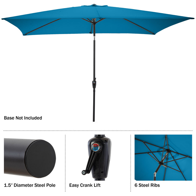 6 Piece Set, Weston Table with 4 Chairs, 10-Foot Rectangular Umbrella Turquoise, Navy, 4