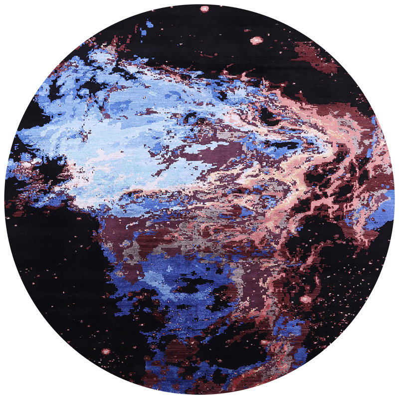 Stroman Wool Abstract Indoor Rug, Round 6'