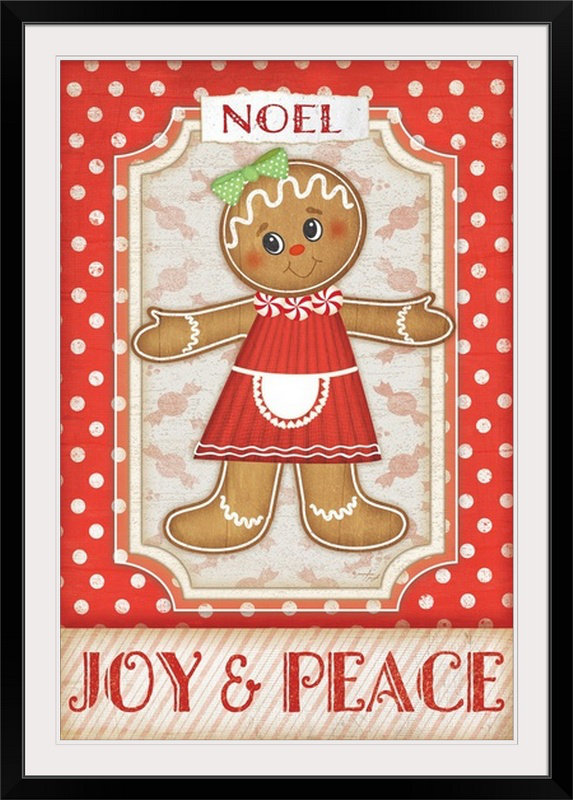 «Gingerbread Girl» par Jennifer Pugh, impression, Cadre noir, H 44 po x l 32 po x P 1 po