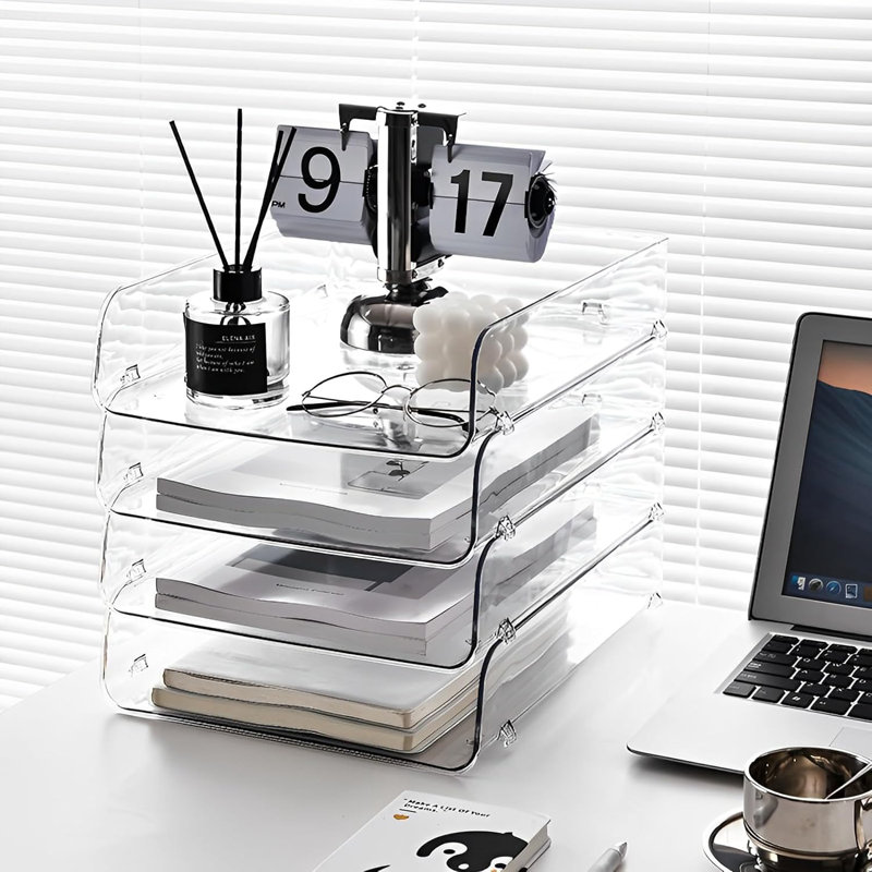 4-pack Clear Stackable Paper Trays