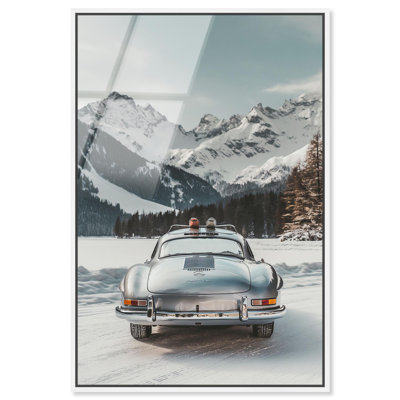 Oliver Gal Colorado Ski Car Sports Car - Framed Acrylic Glass Wall Art