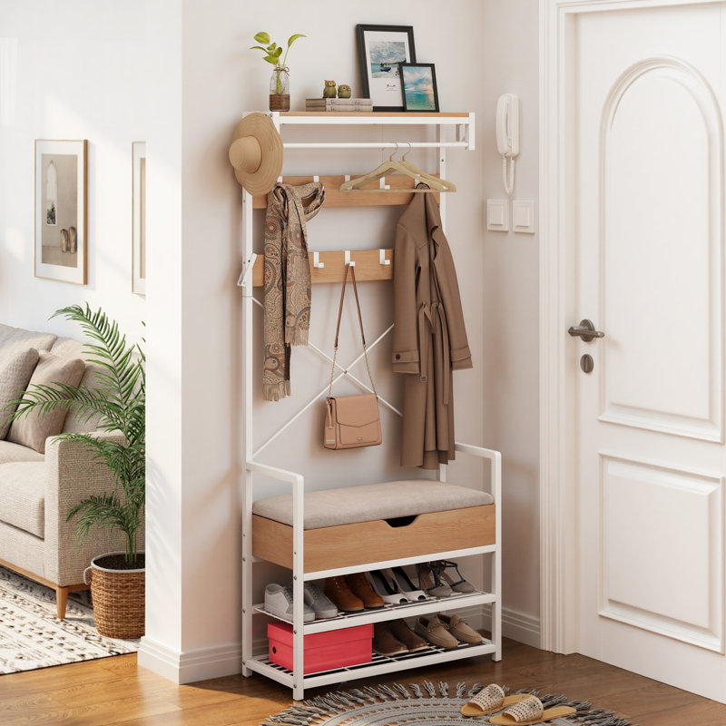Hall Tree 80cm Wide, Beige/White