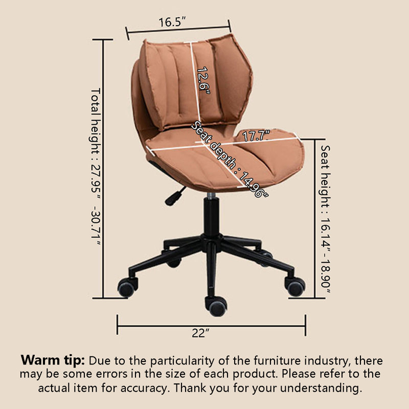 Petit fauteuil de bureau réglable en cuir de style nordique