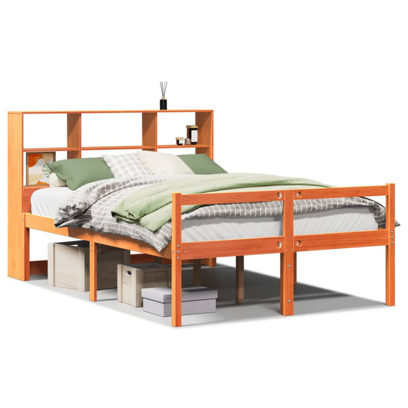 28-15 Solid Wood Bed, 140 x 200 cm, Wax Brown