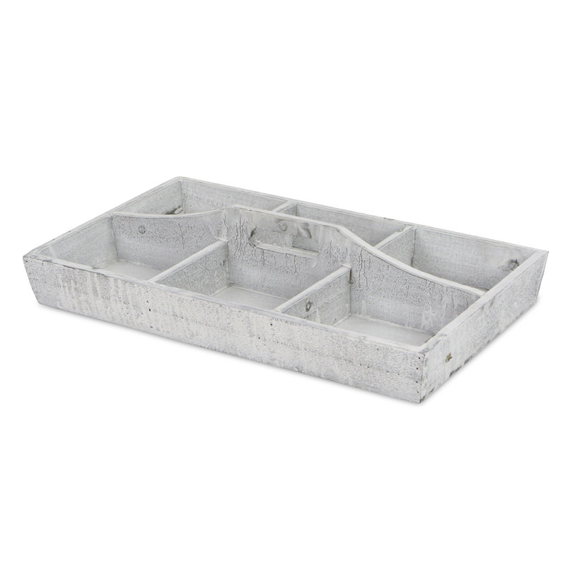 Caisse en bois 6 compartiments, Gris délavé