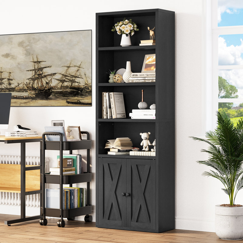 Shawntella 180cm H x 60cm W Standard Bookcase, Black