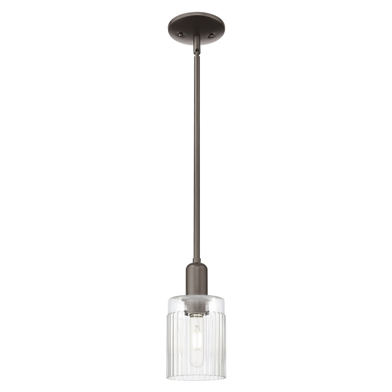 Arcadia - Hadley - Mini-luminaire suspendu avec tige 5 po 1 lumière, Clair, Oil Rubbed Bronze
