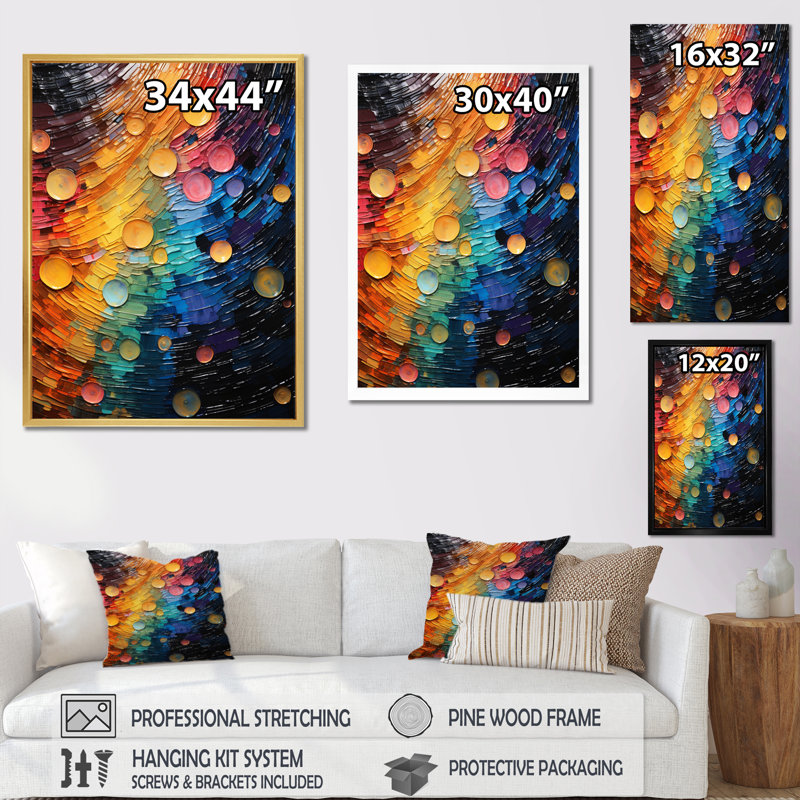 Franoise Compact Discs Shimmering Beats III - reproduction sur toile, Cadre flottant noir, H 44 po x l 34 po x P 1,5 po