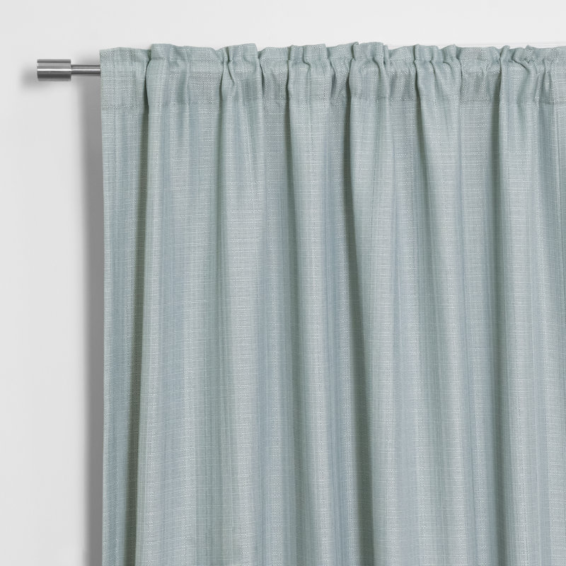 Textured Faux Linen Woven Rod Pocket And Backtab Blackout Curtains, Green