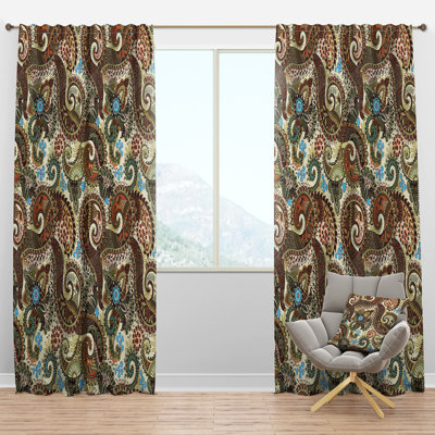 Paisley Pattern with Fantasy - Bohemian Curtain - Velvet Room darkening - 1 panel