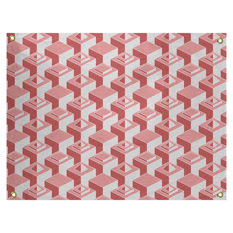 Tapisserie, H 59 po x l 80 po, Rouge/gris