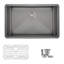 Bright 30" Single Bowl Undermount Kitchen Sink with Grid and Strainer-44650991