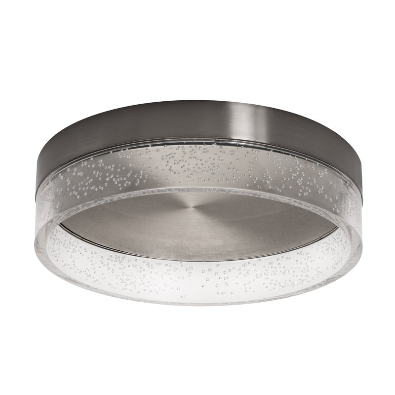 Riendeau Acrylic Flush Mount, Satin Nickel, 3.13" H x 15.75" W x 15.75" D