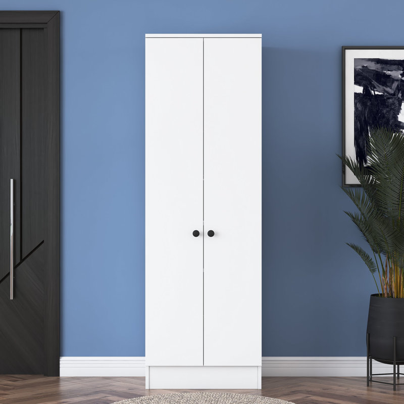 Versatile Multi-Purpose Cabinet, White, 23.6 x 72.0 x 14.8 inches | 100% Melamine Coated Particle Board, Thickness: 0.7 inches | Features Numerous Shelves & Wall-Mountable Design, Ideal for Storage & Organization