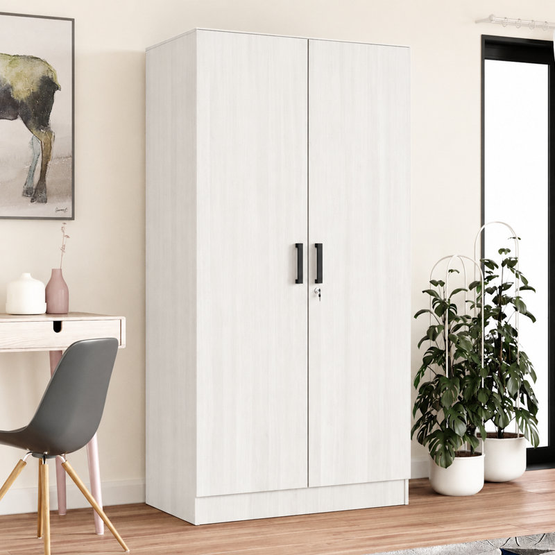 Armoire suspendue à 2 portes de 72 po de hauteur Lacandis, Grain de bois blanc