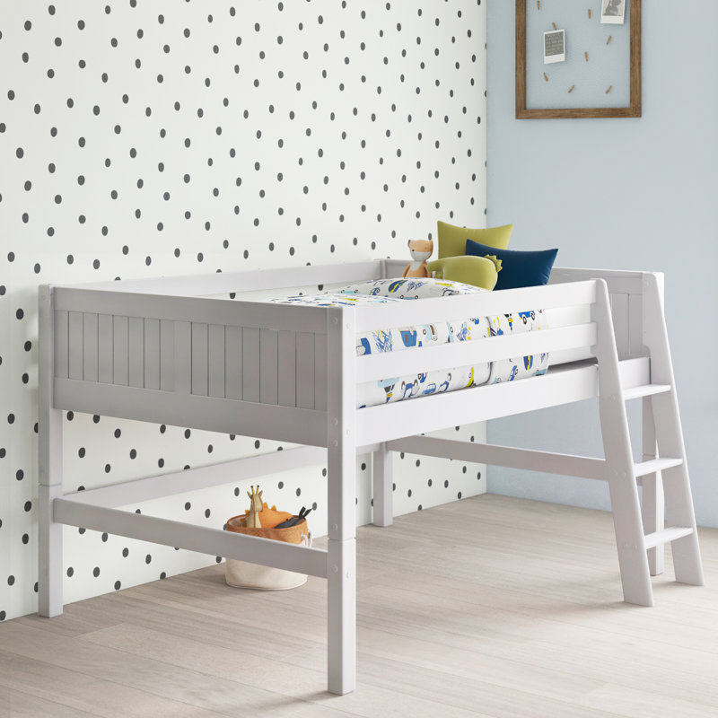 Lit mezzanine plateforme double en bois massif Burkley par Mack & Milo, Blanc