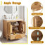 Meuble-lavabo de salle de bain cannelé 30 po avec lavabo - armoire moderne en bois autoportante avec portes à fermeture en douceur, 1 tiroir et rangement ouvert, décoration circulaire décorative, bois massif et panneau de fibres à densité moyenne